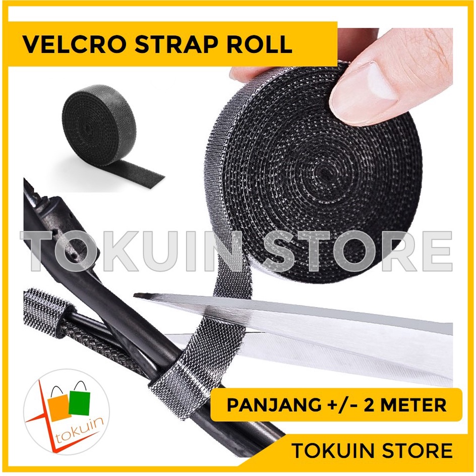 Velcro Strap Klip Tali Pengikat Kabel Velcro Cable Organizer Ties Tape