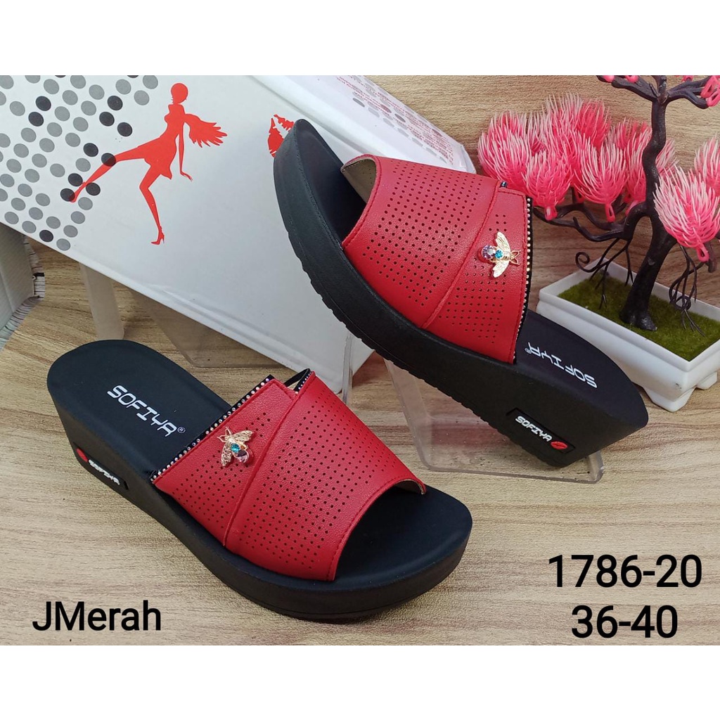 Sandal wedges import sofiya 1786-20-Merah