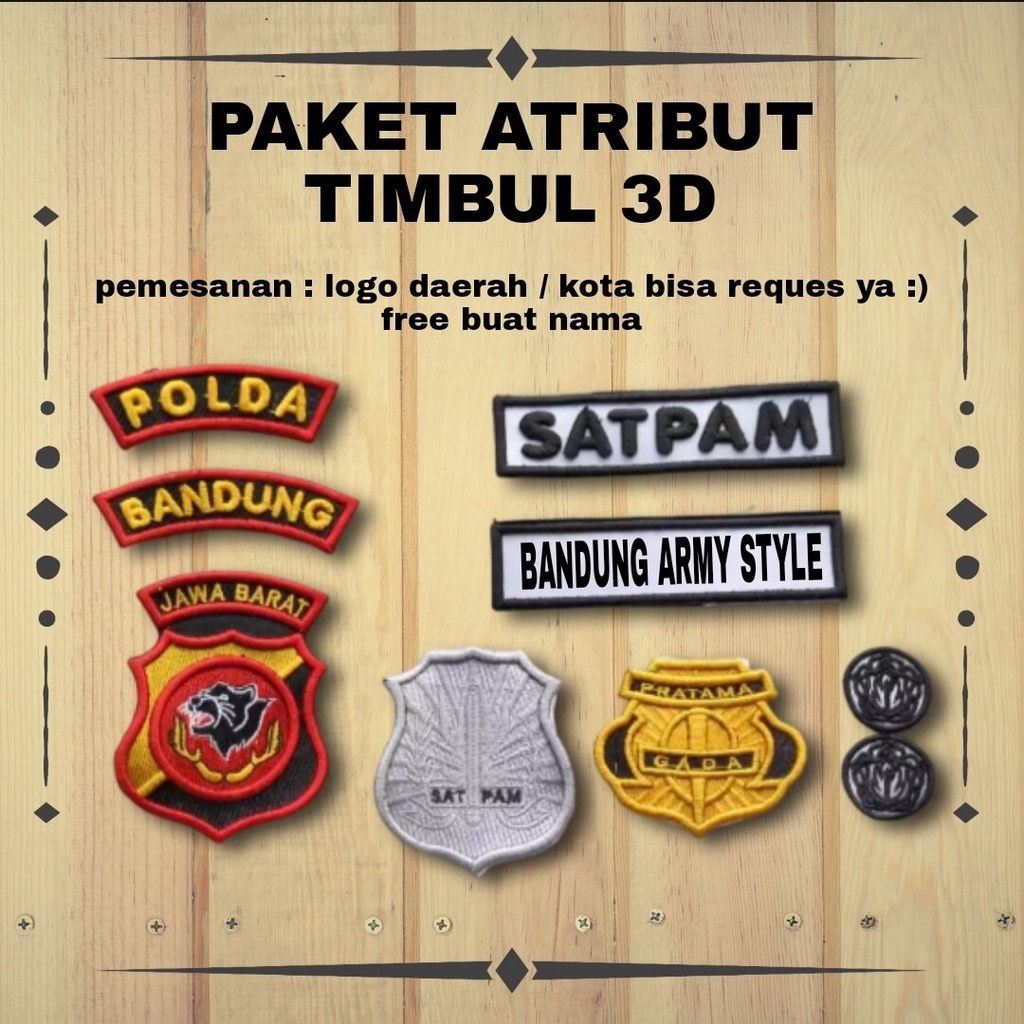 PAKET BORDIR ATRIBUT SATPAM SECURITY POLDA DAERAH TIMBUL 3D BORDIR ATRIBUT SECURITY TIMBUL 3D ATRIBUT SATPAM TIMBUL 3D