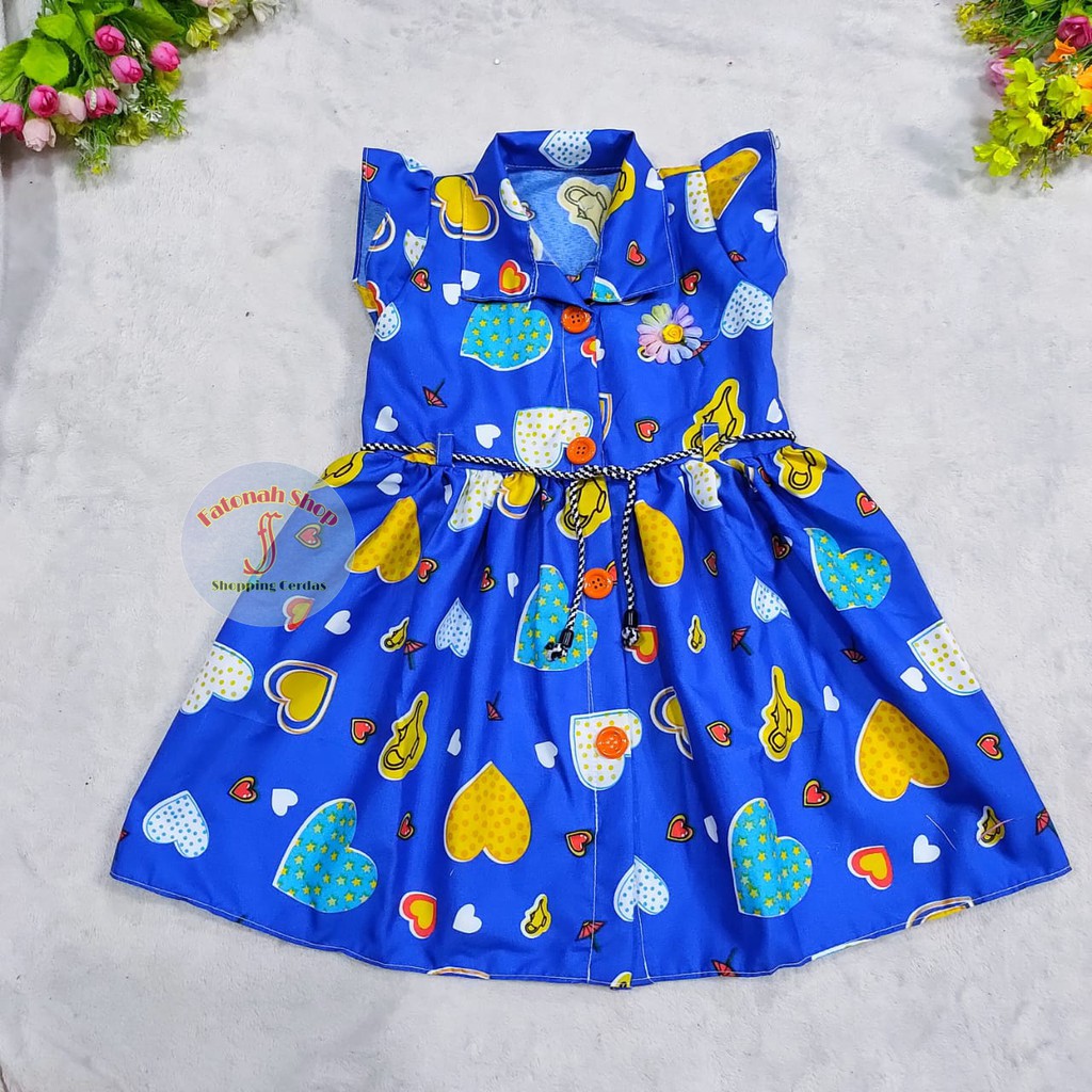 Dress anak 1 2 tahun baju anak cewek perempuan kancing ( dress kancing planet )