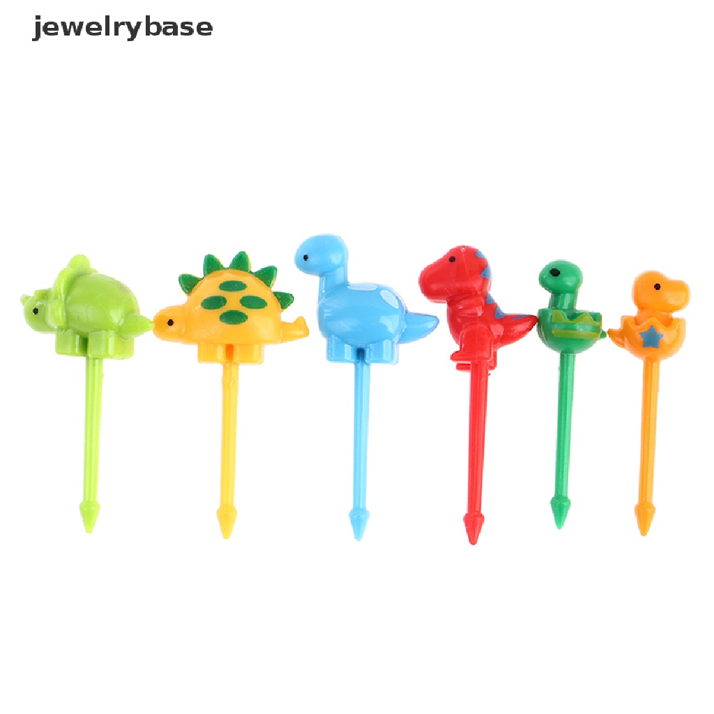 6 Pcs / set Garpu Buah Mini Desain Kartun Hewan Dinosaurus Untuk Anak