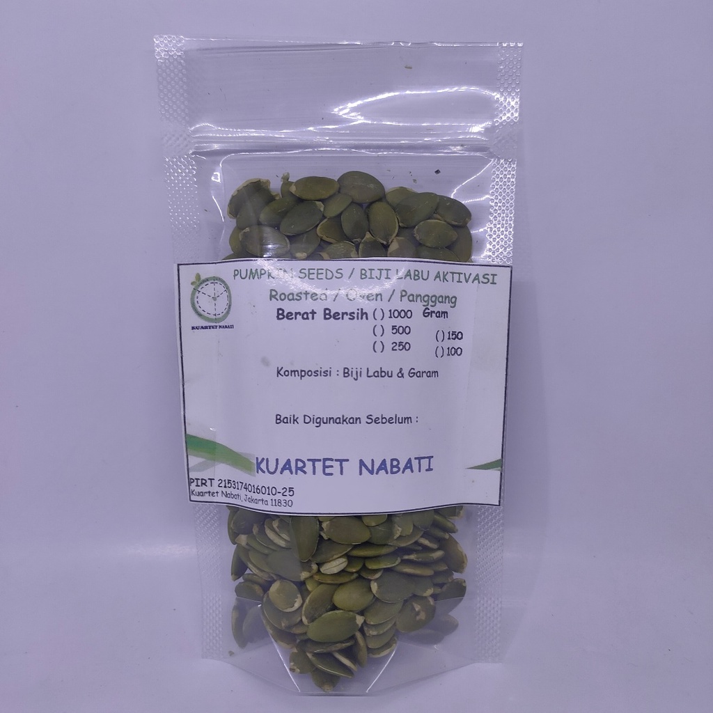 

50gr Kuartet Nabati Roasted Pumpkin Seeds - Biji Labu Kupas - Kuaci – Oven - Matang Varian Rasa Original/ Asin/ Aktivasi