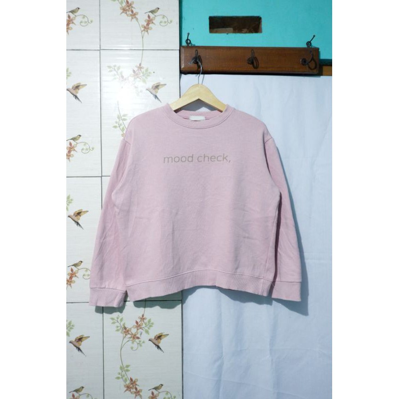 Pigment Mood Check Pink Oversized Crewneck