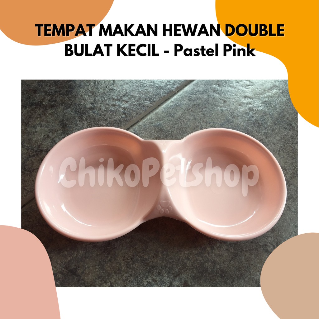 TEMPAT MAKAN HEWAN Kucing Anjing Double Kecil Warna Pastel - WARNA RANDOM