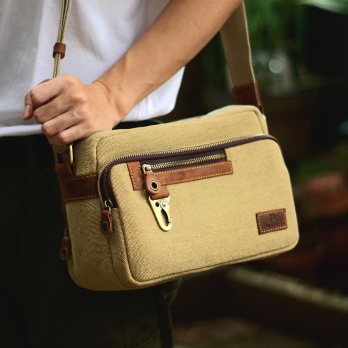 Bag Canvas - Tas Selempang Pusiill/Tas Selempang Pria Kulit Asli+Canvas