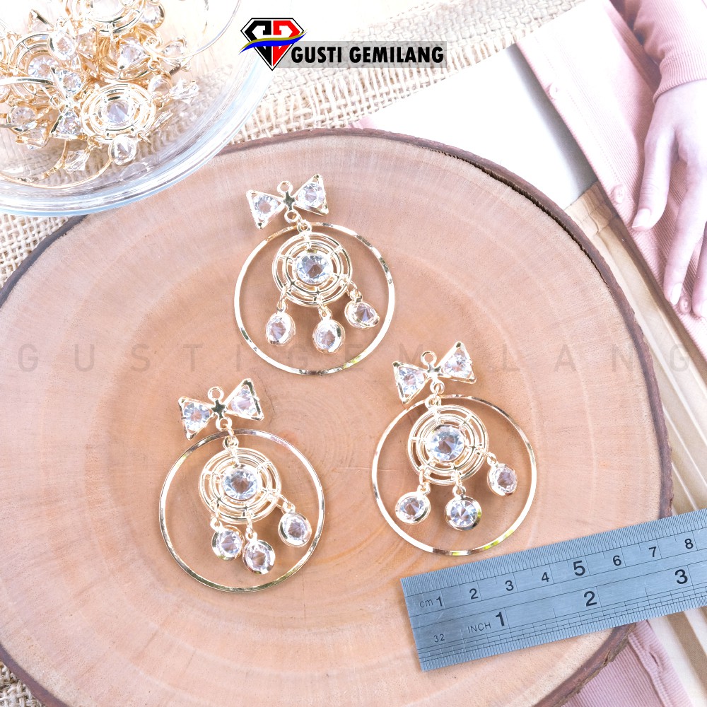 Perbuah Juntai Panjang Wanita Aksesoris Manik 3 Gantung