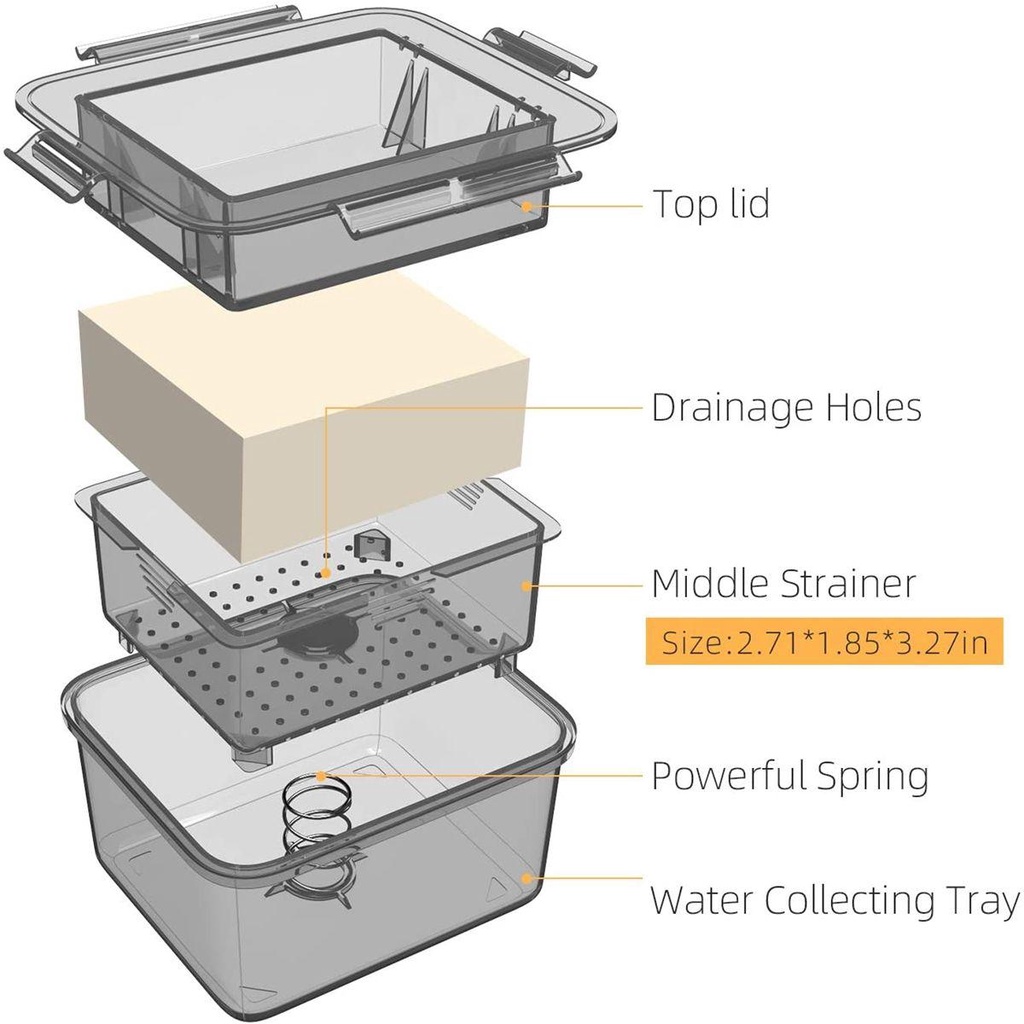 REBUY Tahu Presser Rumah Kacang Kedelai Curd DIY Built-in Drainage Drainer