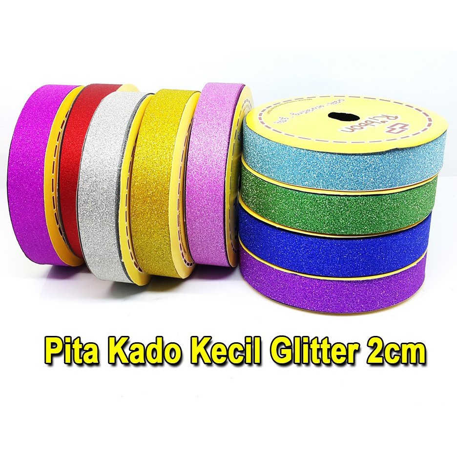 Pita Kado Glitter 2cm 18mm Ribbon Jepang Plastik Kertas Warna Warni Biru Tua Muda Merah Emas Ungu Fuchia Hijau Pink Silver Gift Hadiah Parcel Ulang Tahun Anniversary Birthday Party Wisuda Graduate Bunga Prakarya Kerajinan Grosing Prakarya Malang