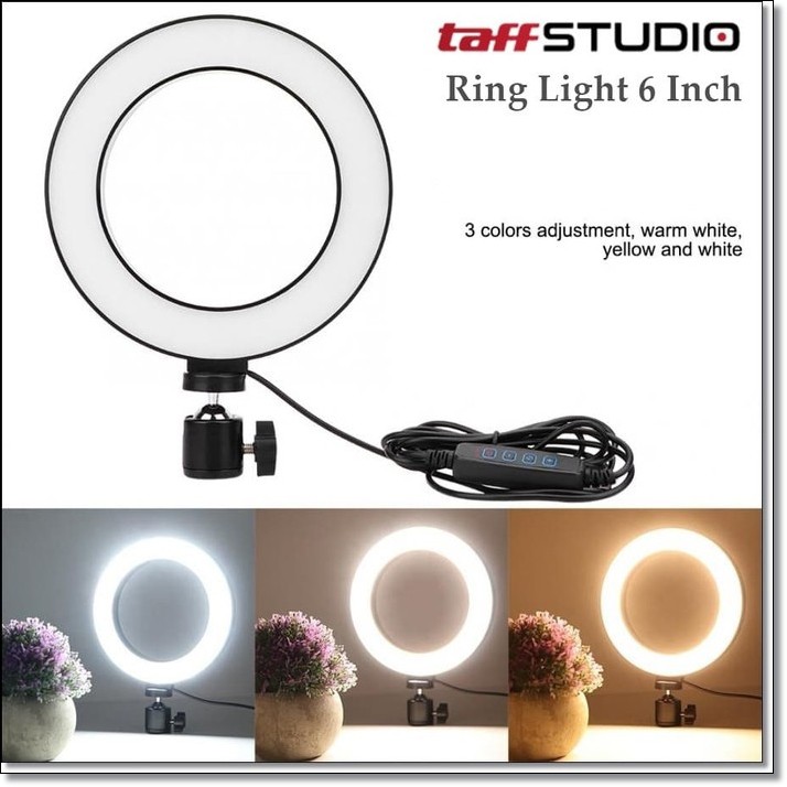 Lampu Halo Ring Light LED Kamera 8W 6 Inch - TaffSTUDIO RL-19