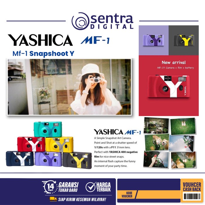 Yashica MF-1Y Film Camera Analog Y Series  MF-1 with Roll Film (Roll FIlm Bawaan Expired 2023)