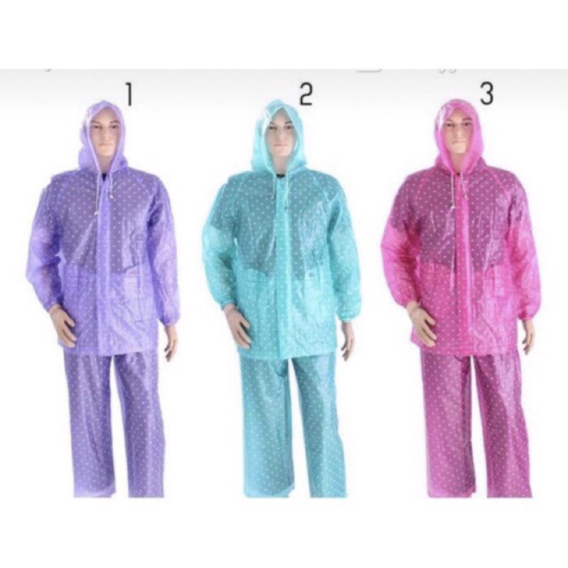 Jas Hujan Set Jaket Celana Polkadot Ibex/Jas HUJAN ALL SIZE BAHAN 100% PVC RINGAN DIGUNAKAN (MURAH)