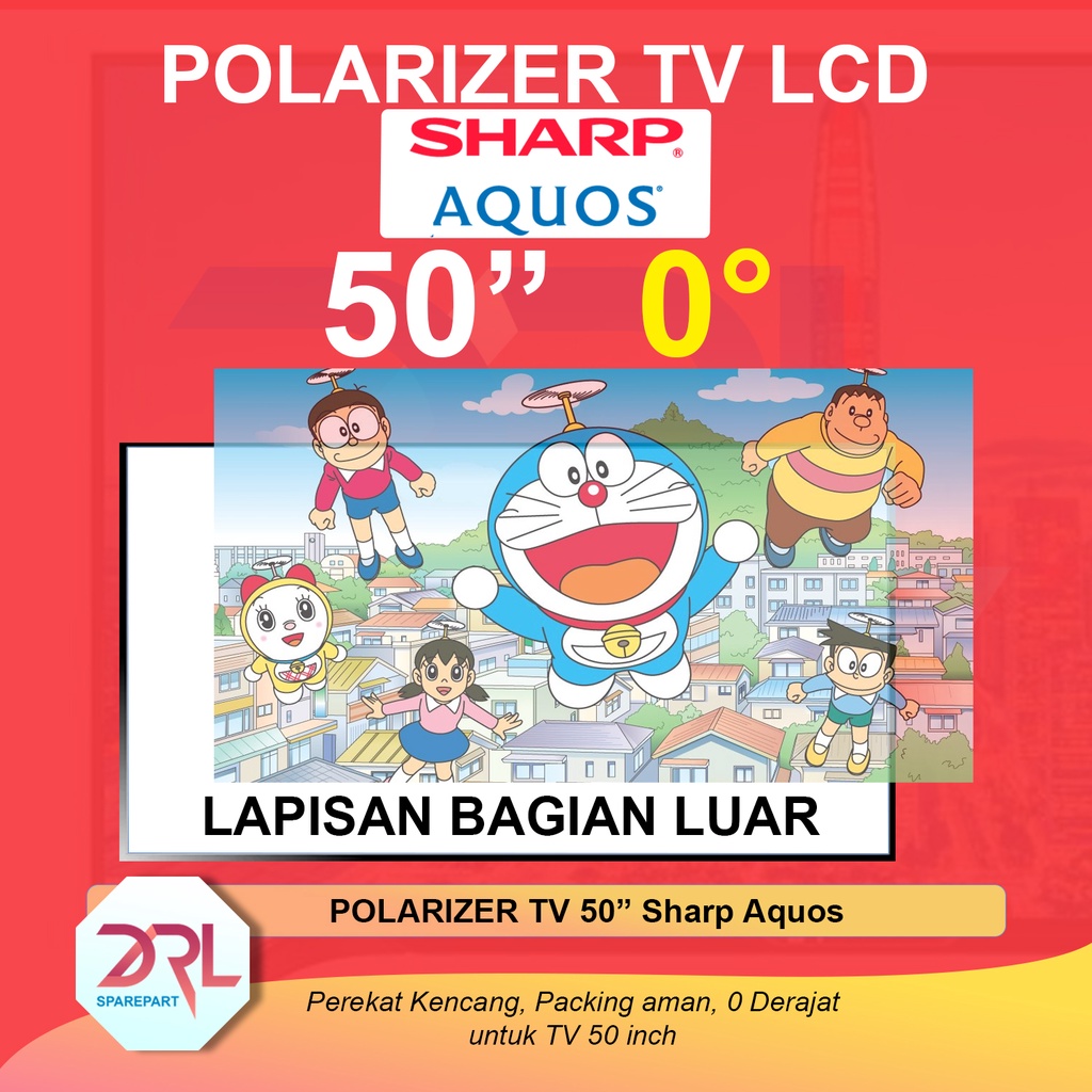 POLARIZER TV LED SHARP AQUOS 50 INCH 0 DERAJAT POLARIS POLARISER TV LCD LAPISAN PLASTIK LUAR INC IN