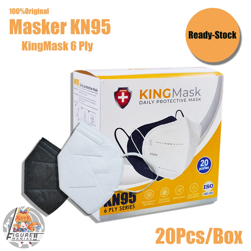 Masker King Mask KN95 6 Ply Putih Hitam Original Premium Masker KingMask isi 20 per box