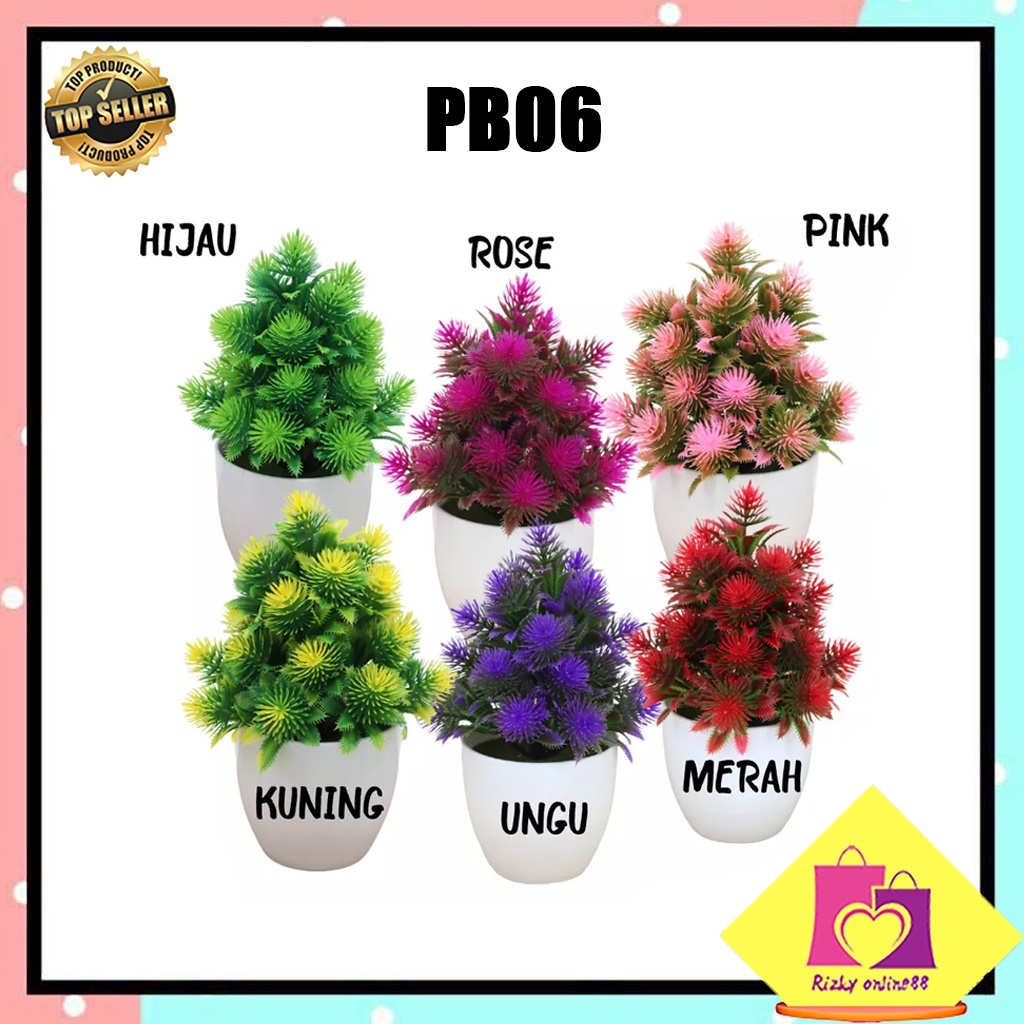 Rizkyonline88 tanaman bunga hias plastik / tanaman bungan bonsai murah / pot bunga / bonsai PB-06