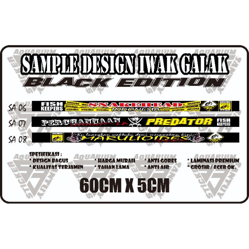 [TERMURAH] Stiker aquarium iwak galak anti gores BLACK EDITION (60CM X 5CM)/Sticker list aquarium