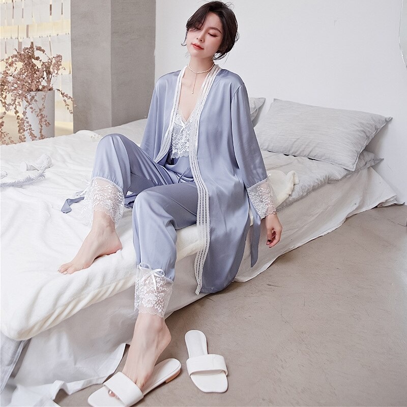 S5T951 Setelan 5pcs Sleepwear Baju Tidur Piyama Pajamas Wanita Premium - Lingerie Kimono, Babydoll, Tanktop, Celana Panjang &amp; Pendek