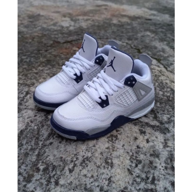 SEPATU ANAK ORIGINAL NIKE AIR JORDAN RETRO 4 WHITE GREY OREO