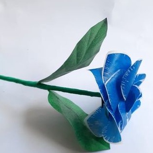 Bunga Plastik Mawar Biru/ Bunga  mawar dari plastik kresek/ bunga hand made/Bunga hias