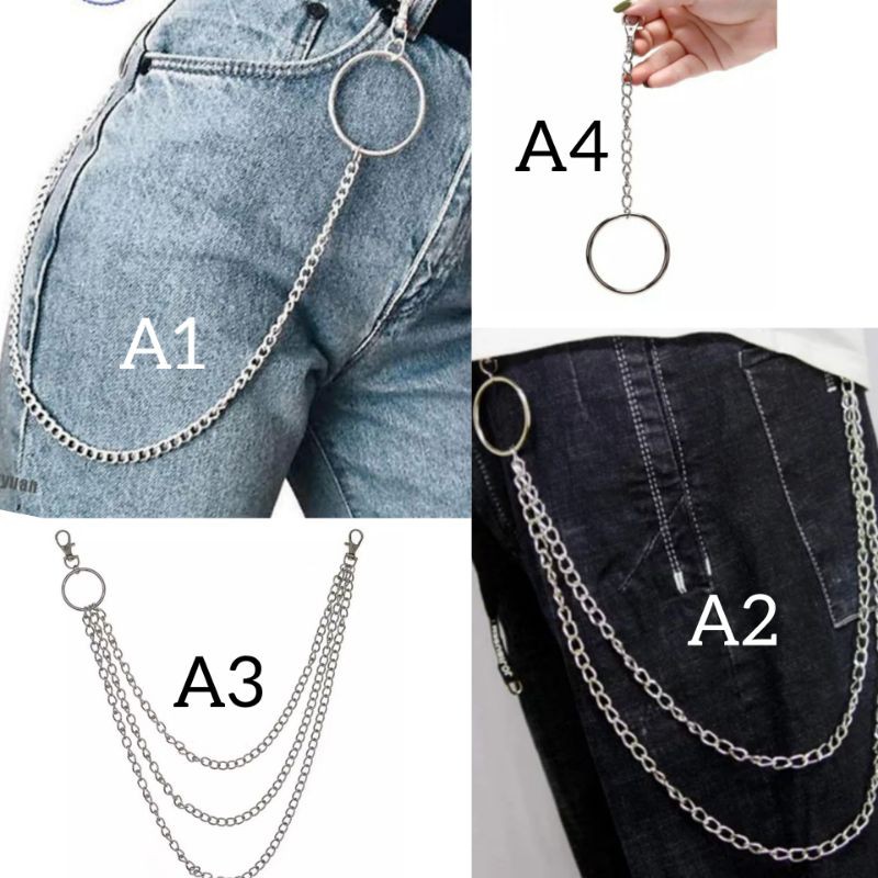 Rantai Pinggang Celana Jeans Cargo Chain Accesoris Fashion Korea Punk HipHop