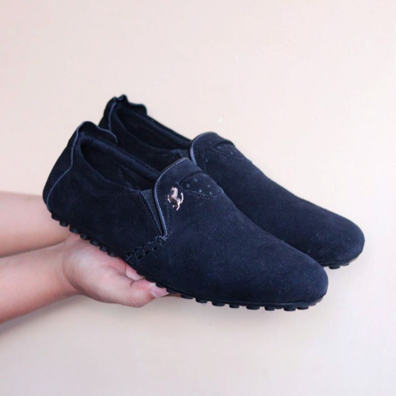 BLACK HORSES JUDE | Sepatu Casually Slip On Original Suede shoes Gaya Kerja Model Baru