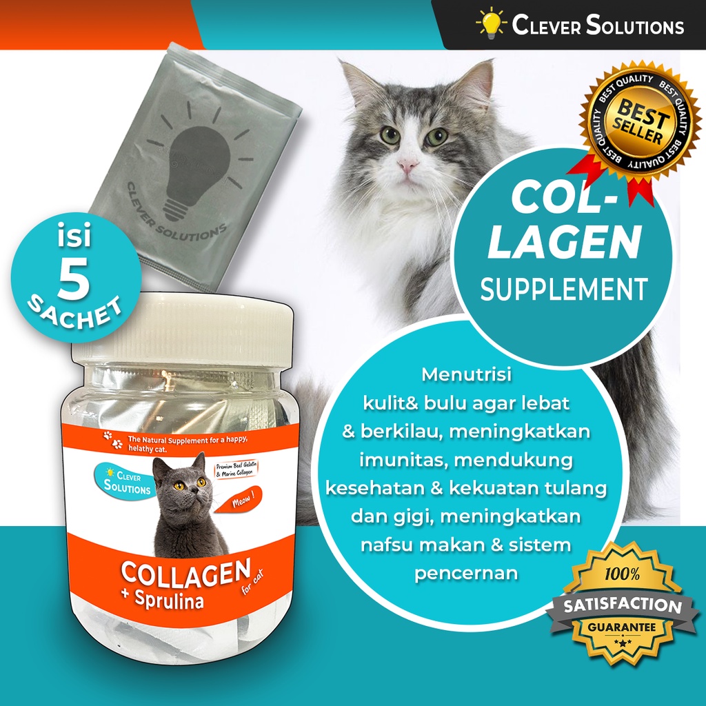 COLLAGEN Vitamin Kucing Suplemen Penggemuk Vitamin Bulu Kucing with Fish Collagen Spirulina Asam Amino by Clever Solutions Fluffy Magic Collagen