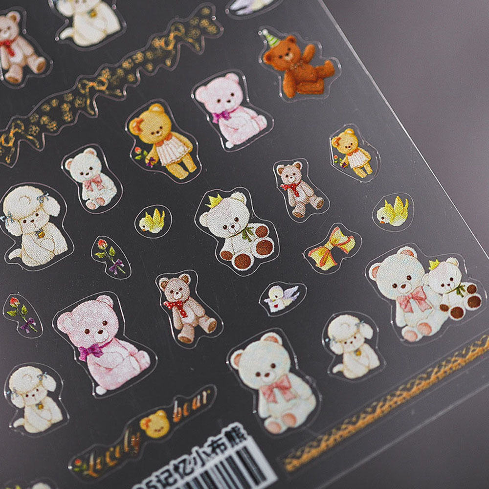 ELEGANT New 3D Nails Sticker Japanese DIY Nail Art Bear Nail Polish Sticker 5D Thin Tough Salon Nail Decoration Teddy Bear Nail Foil Decals Lovely Cute Self-Adhesive Decal