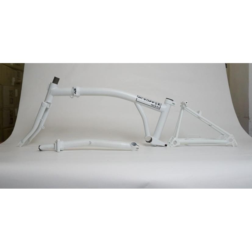 Aceoffix Frame Set 16inch Vbrake Cromoly plus Handlepost Putih