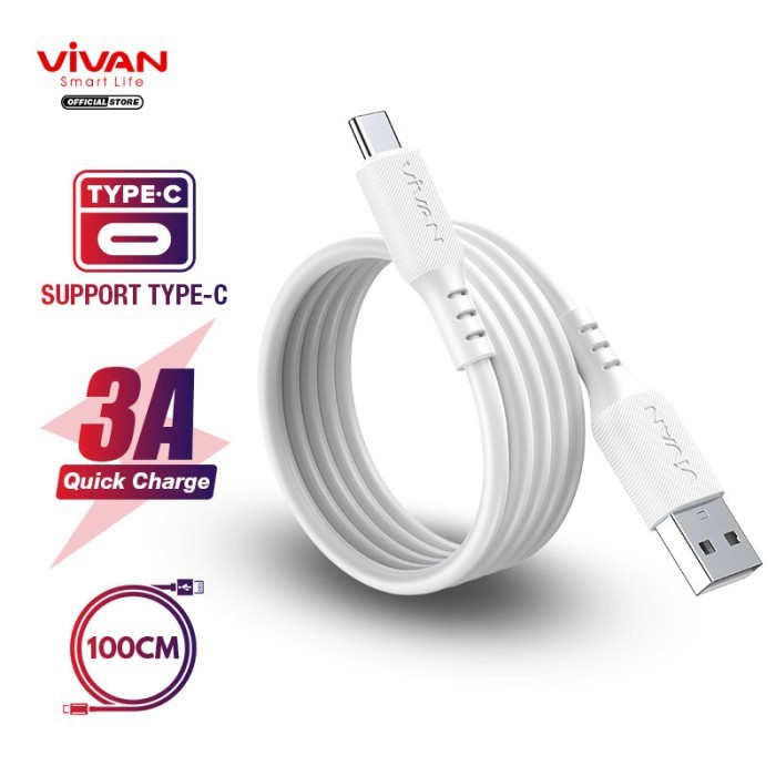 VIVAN VSC100 Kabel Data Type C 3A Quick Charge 1M - Garansi Resmi 1 Tahun