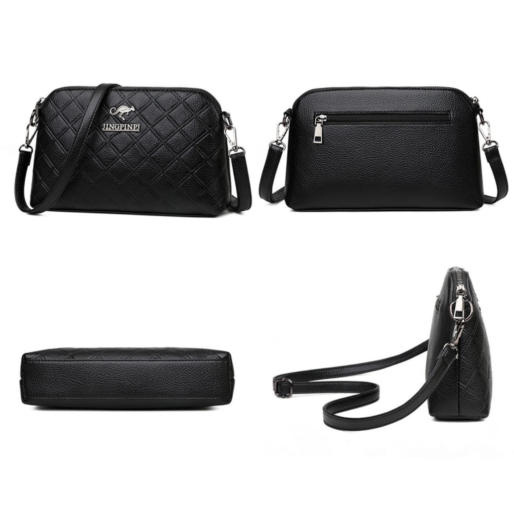 TAS SELEMPANG WANITA IMPORT KULIT PREMIUM HITAM KOREA SLING BAG CEWEK MURAH MEENA TA592B5 FASHION REMAJA KEKINIAN BRANDED BATAM PREMIUM