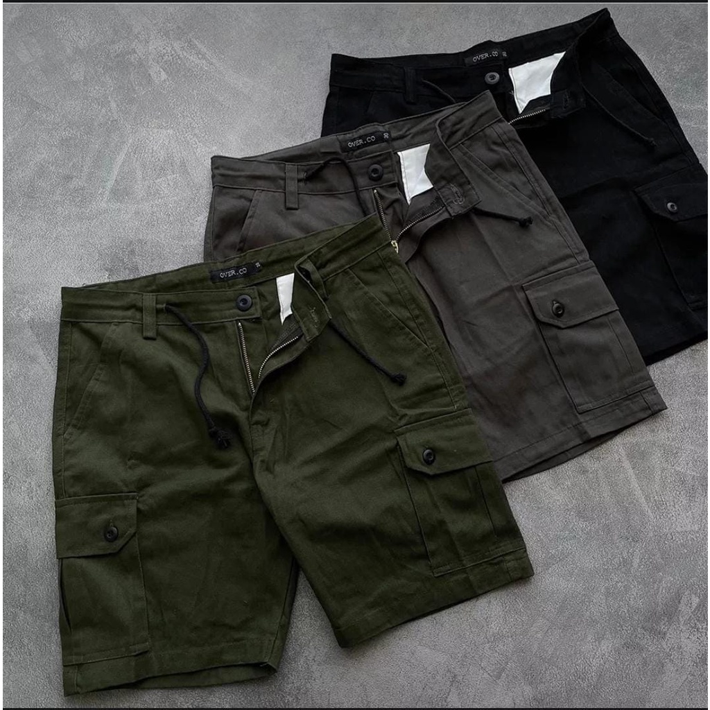 SYMPLE.CO - Cargo pants/ Celana Cargo Pendek Pria Warna Khaki Casual Big Size