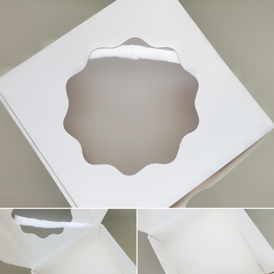 

(12 Pcs) Box Mika Putih Polos Ukuran 15x15x6 cm Kotak Kemasan Dus Kue Cake Mika Bunga Packaging Hampers