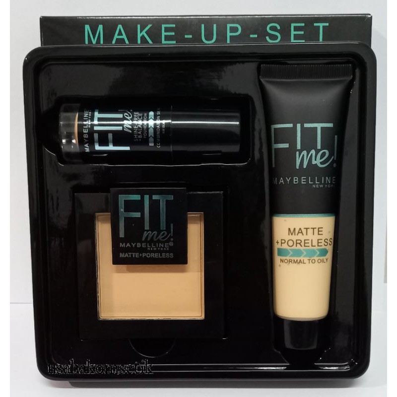 BEST SELLER PAKET MAKE - UP SET MAYBELLINE 3IN1 FIT ME WARNA NATURAL