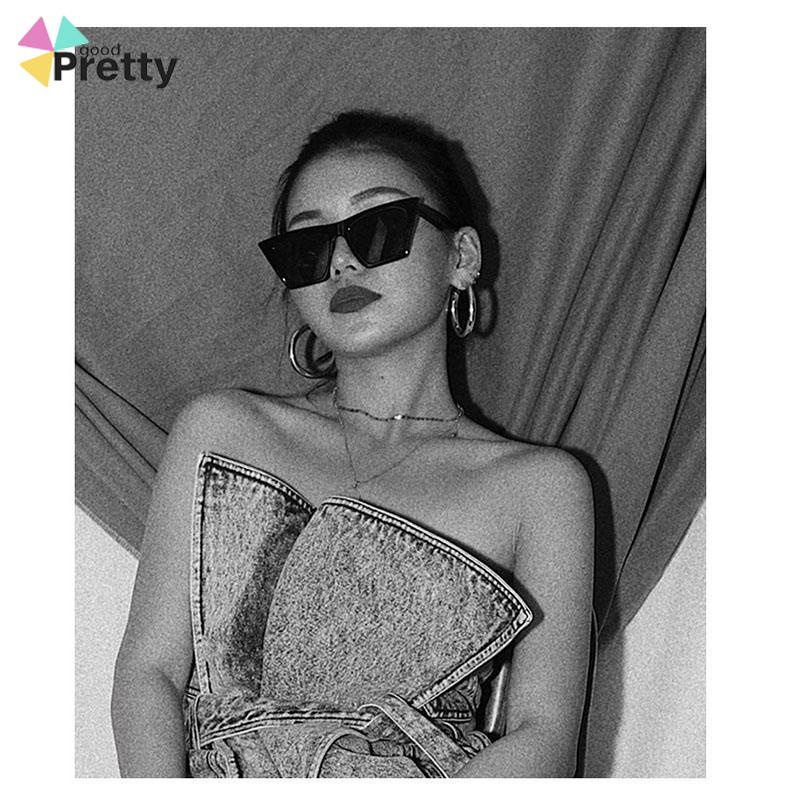 Kacamata Hitam Wanita Model Retro Kotak Tepi Lebar Ringan - PD