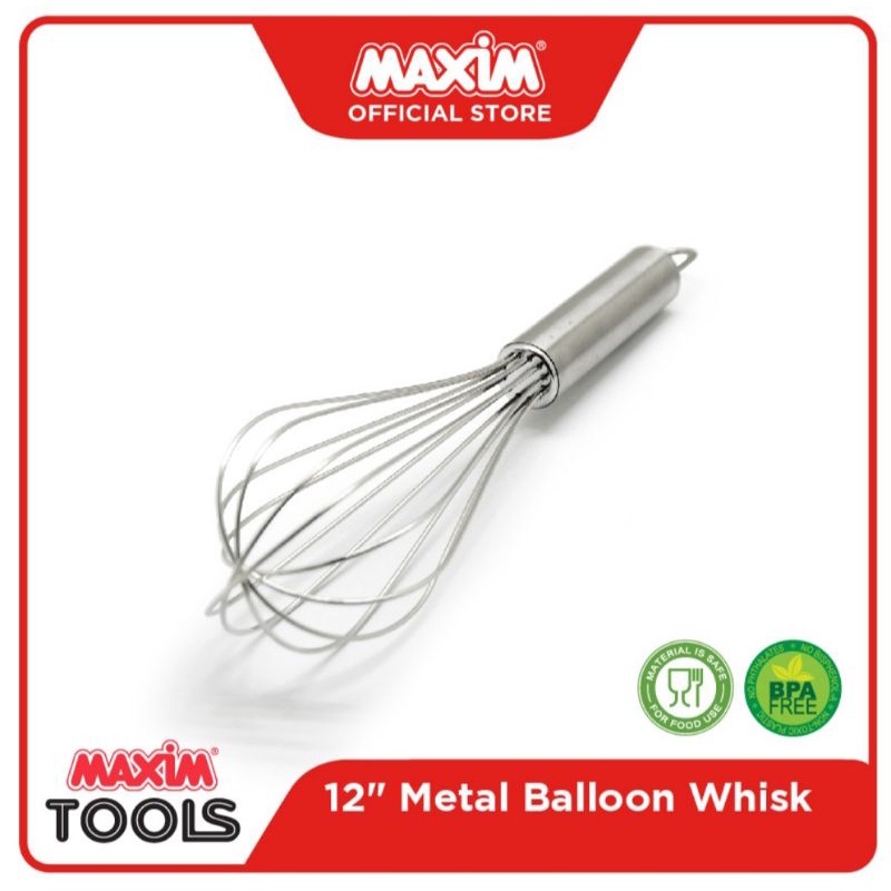 Maxim tools metal balloon whisk 30cm pengocok adonan dan telur telor pengocok kue
