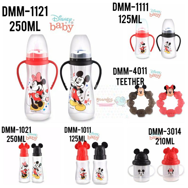 TERLENGKAP! Botol Susu Air Karakter Mickey Minnie Disney Wideneck Regular Sisir Sendok Lusty Bunny