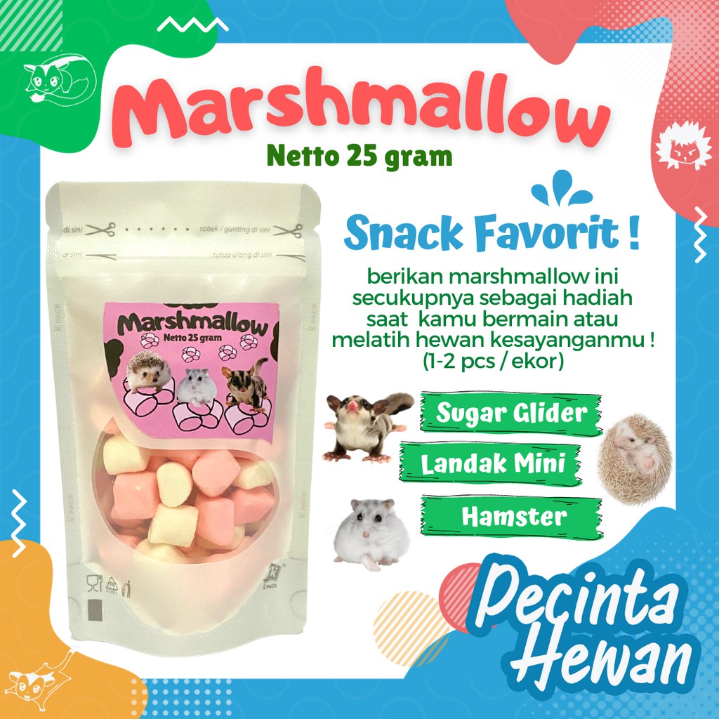 Yopetoys Marshmallow Snack Sugar Glider Camilan Sugar Glider Makanan Sugar Glider Snack Sugar Glider