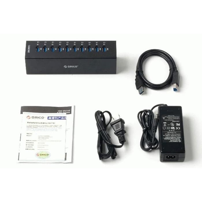ORICO A3H10 USB3.0 HUB 10 PORT Super Speed Aluminium with Adaptor