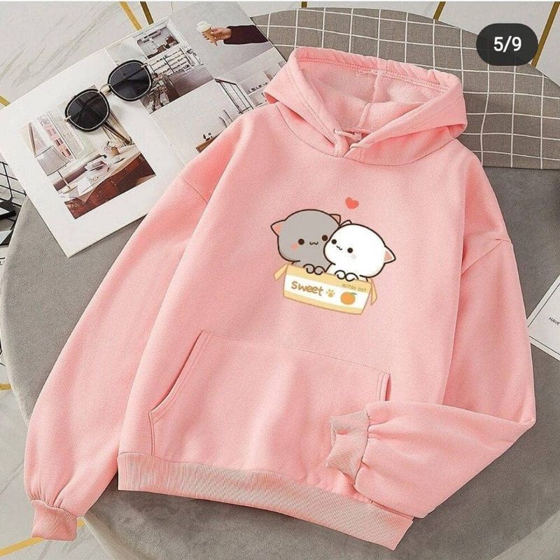 SWEET POMPOM L - XL SWEATER HOODIE JUMPER