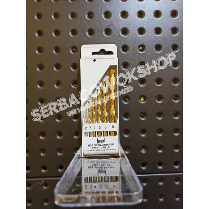 Langsol Mata Bor Besi HSS Set 6 Pcs 2-8mm Metal Wood Twist Drill Coat