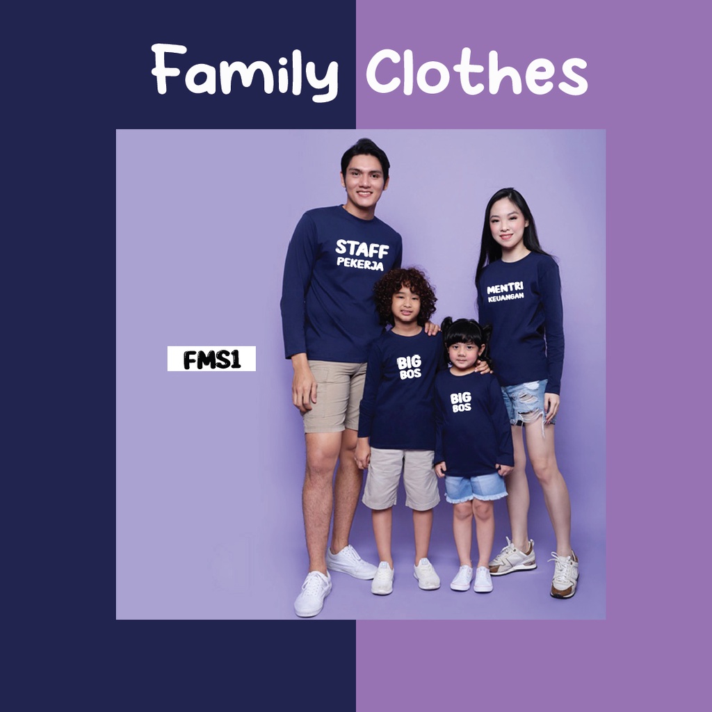 [KAOS] kaos keluarga couple family big bos staff menteri FMS1 couple full color cotton combed lengan panjang murah stylish