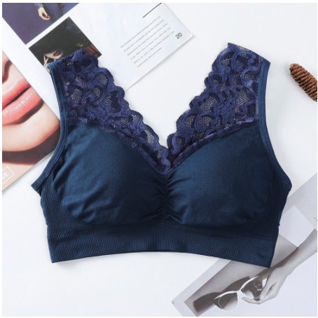 ( Fy ) COD Bra import bra Wanita dengan Model Renda Tanpa Kawat dan Bahan Lace Bergaya Korea Amerika