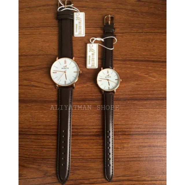 JAM COUPLE MIRETE TALI KULIT ORI TERBARU 2023 BESTSELLER ANTI AIR KUARSA JAM TANGAN PRIA WANITA STRAP KULIT TAHAN AIR DIAMETER 3,6×2,8mm JAM TANGAN FASHION CEWEK/ JAM TANGAN FASHION PRIA KASUAL ELEGAN_JAM TANGAN COUPLE/PASANGAN