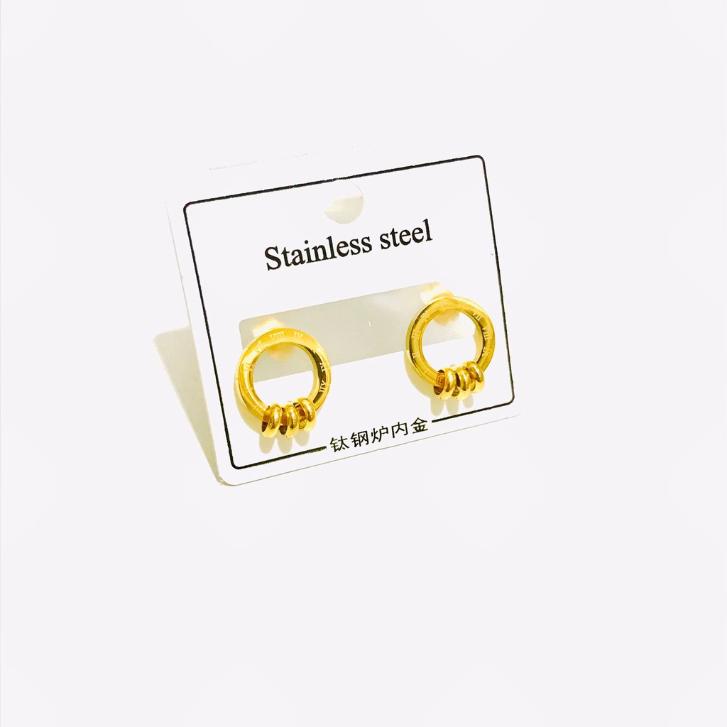 Anting Titanium Wanita Lapis Emas Anti Karat AT-19-18-AMK
