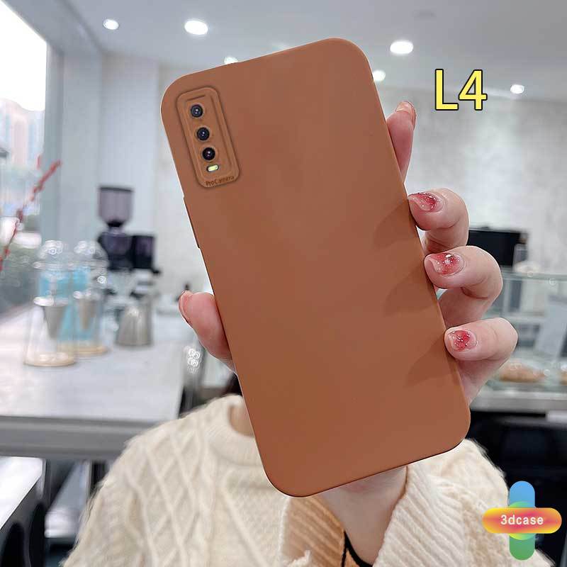 Casing VIVO Y12S Y12 Y20 Y91C Y21 2021 Y30 Y21S Y20S Y12i Y15S Y91 Y30i Y93 Y95 Y15 Y17 Y53 Y50 Y53S Y51 2020 Y51A Y15A Y10 Y76S Y76 Y33S Y1S Y11 Y31 Y20i Y91i Y90 Y51S Y12A Plain Color Silicone Angel Eyes Anti-fall Case