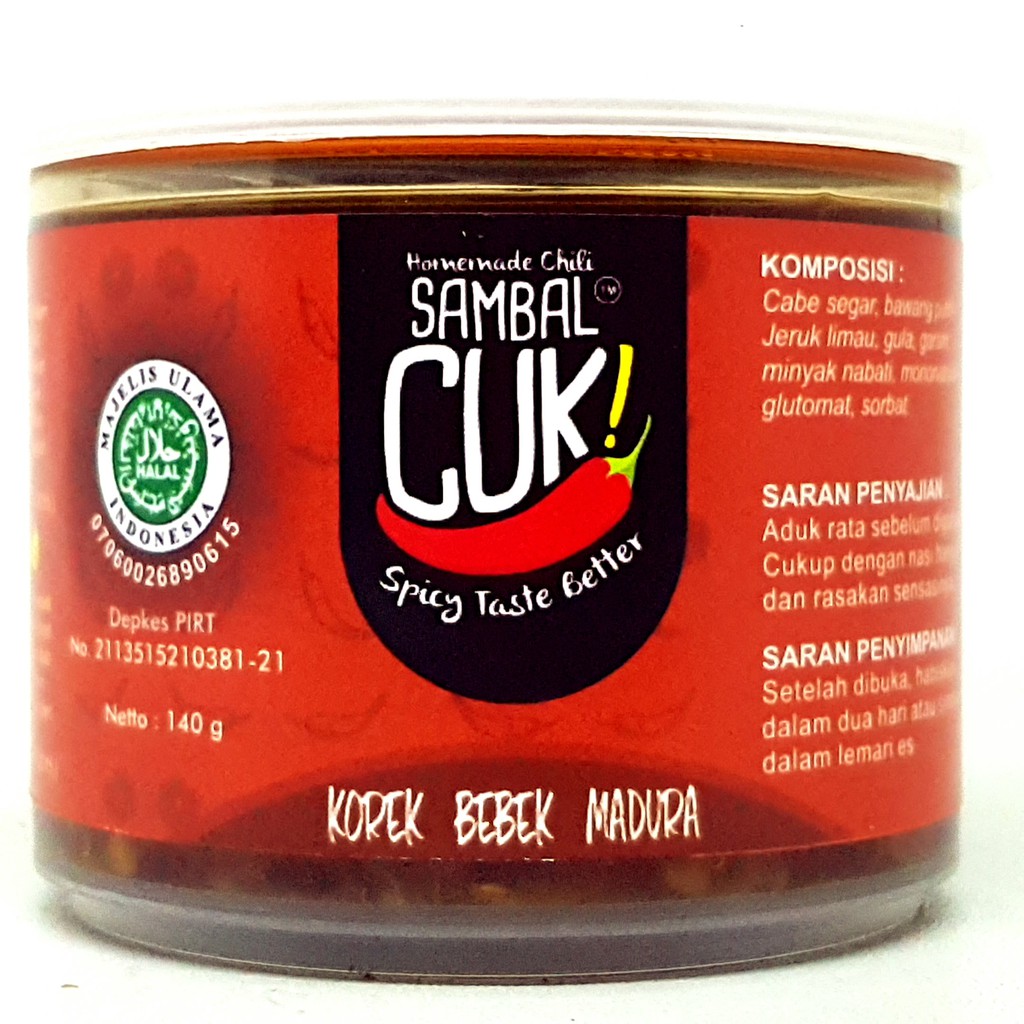 

CUK SAMBAL BEBEK MADURA 140gr | KOREK KALEYO KALEO PALUPI SAMBEL ASLI KHAS SURABAYA PEDAS PEDES CABE