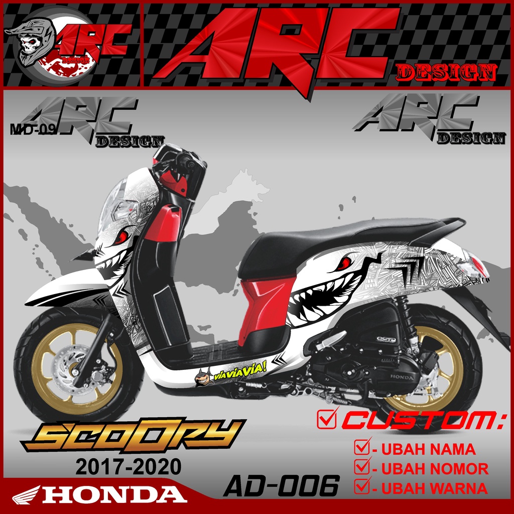 Decal Sticker Scoopy New  fullbody FullBlok - Dekal Sticker Scoopy New Fi 2017 2018 2019 2020 Motif 