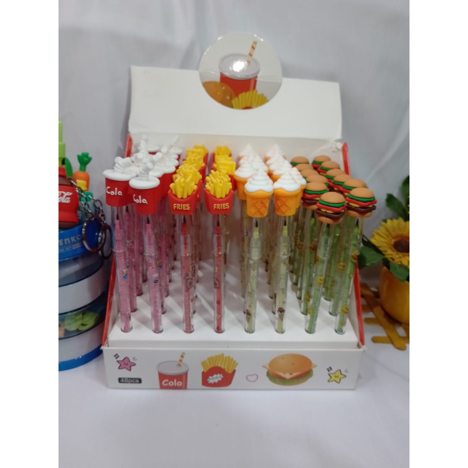 

PENSIL UNIK MODEL MCD BURGER COLA KENTANG LUCU TERBARU PENSIL PELURU MODEL FAST FOOD