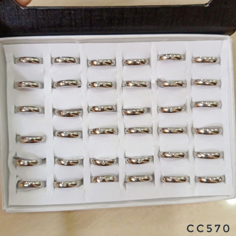 Cincin Titanium Silver Grosir (1 box) CC570a