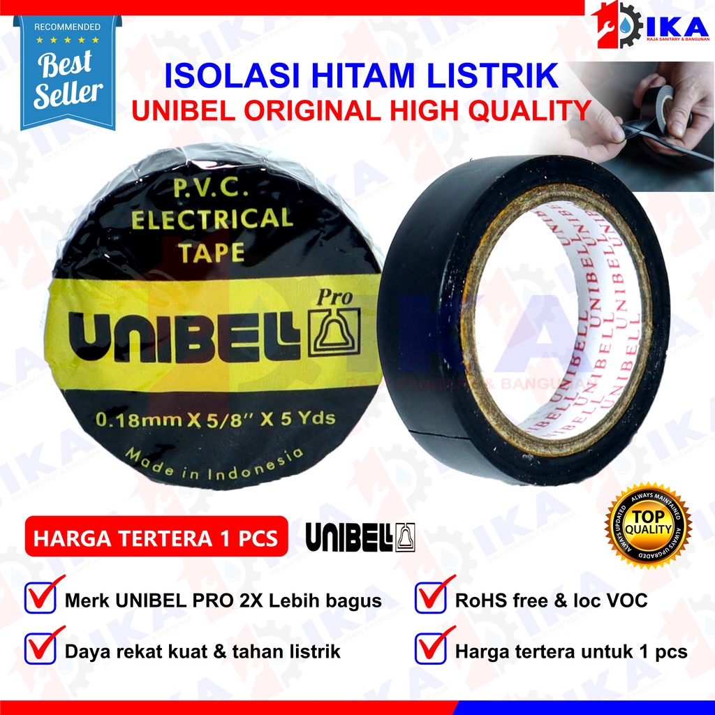 Isolasi Lem Listrik Solatip Unibel Unibell Pro Selotip Lakban PVC Electrical Tape Solasi Kabel Hitam