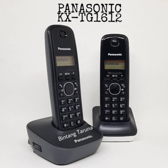 Wireless Phone Panasonic KX-TG1612 Telpon Panasonic TG1612 Hitam Putih